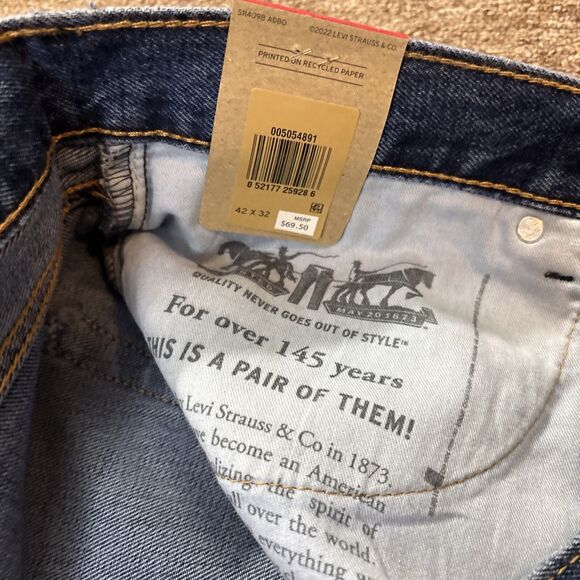 NEW Levis 505 Men's Regular Fit Jeans Blue Denim 42x32 Brand New - Picture 8 of 12